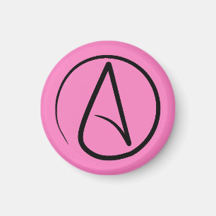 Aimant Symbole athée : noir sur rose clair