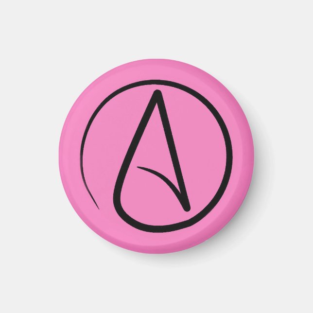 Aimant Symbole athée : noir sur rose clair (Devant)
