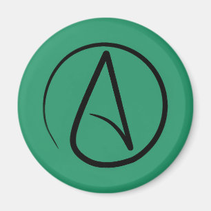Aimant Symbole athée : noir sur vert