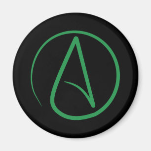 Aimant Symbole athée : Vert sur noir
