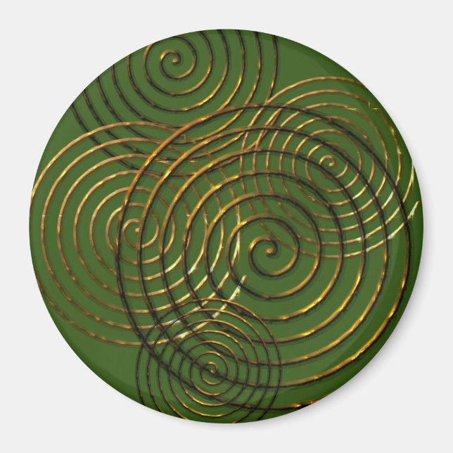 Aimant Symbole celtique spirale or métallique (Devant)