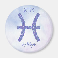 SYMBOLE D'Astrologie Pisces Cute Personalisé Purpl