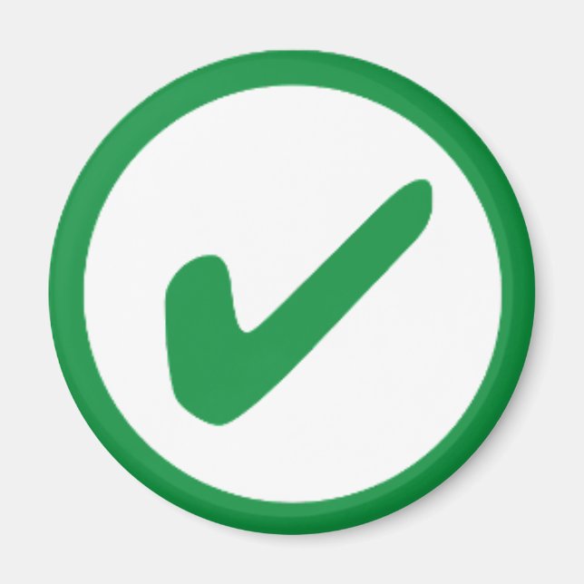 Aimant Symbole de coche verte écrit (Devant)