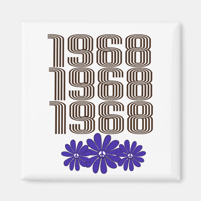 Aimant SYMBOLE DE LA PAIX 1968 Hippie Fleur Puissance vio (Devant)