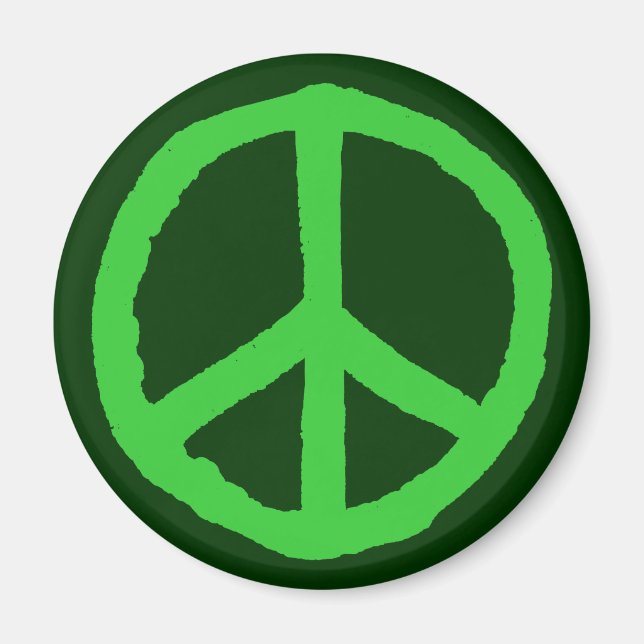 Aimant Symbole de la Paix Brute - Nuances de Vert (Devant)