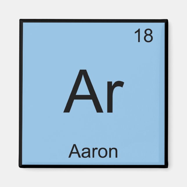 Aimant Symbole de l'élément de chimie Aaron Nom du tablea (Devant)