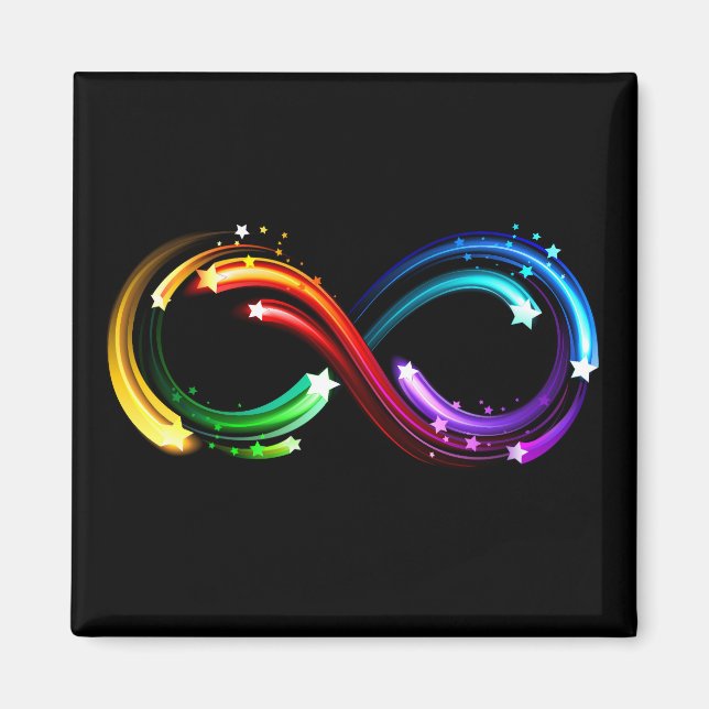 Aimant Symbole de l'infini des comètes arc-en-ciel (Devant)