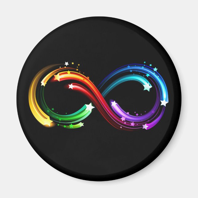Aimant Symbole de l'infini des comètes arc-en-ciel (Devant)