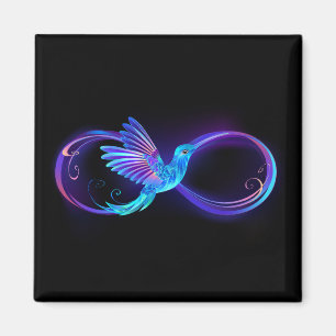 Aimant Symbole de l'infini néon avec colibri lumineux