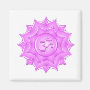 Aimant Symbole de l'Om de Lotus en verre rose Dessin