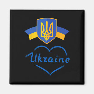 Aimant Symbole de l'Ukraine Drapeau ukrainien Trident dor