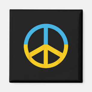 Aimant Symbole de paix aux couleurs du drapeau ukrainien
