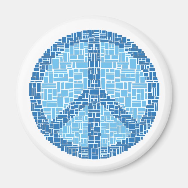 Aimant Symbole de paix (bleu) (Devant)