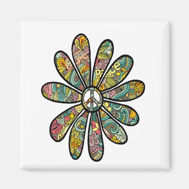 Aimant SYMBOLE DE PAIX DE FLEXION Hippie Trippie (Devant)