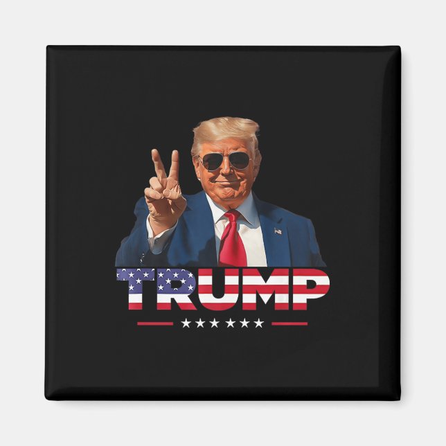 Aimant SYMBOLE DE PAIX DE Trump MAIN Drapeau américain Tr (Devant)