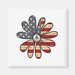 Aimant SYMBOLE DE PAIX HAUTE Fleur SIGNE Drapeau américai
