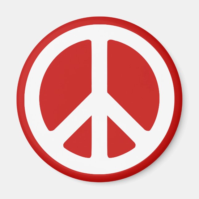 Aimant Symbole de paix rouge et blanc (Devant)