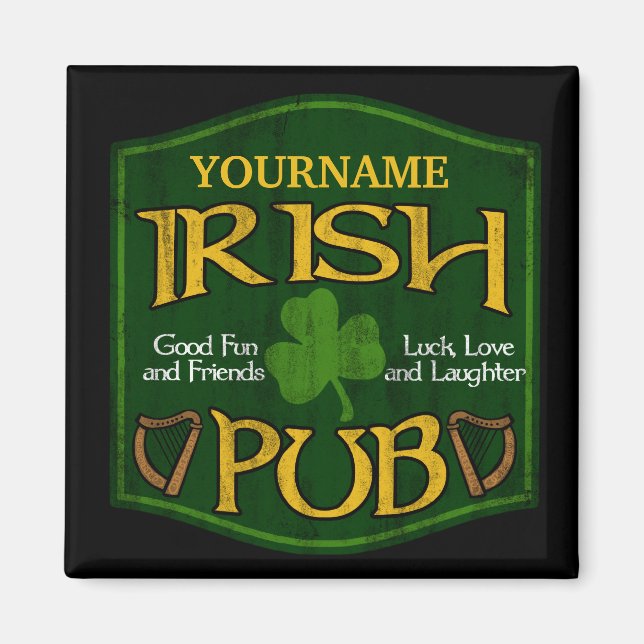 Aimant Symbole de pub irlandais personnalisé (Devant)