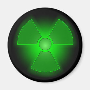 Aimant Symbole de radioactivité luisant vert amusant