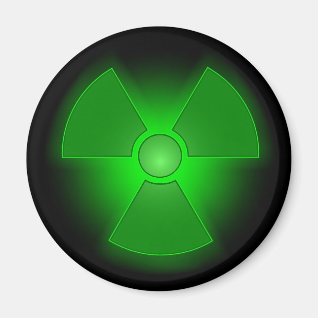 Aimant Symbole de radioactivité vert amusant (Devant)
