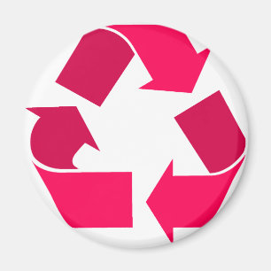 Aimant symbole de recyclage rose