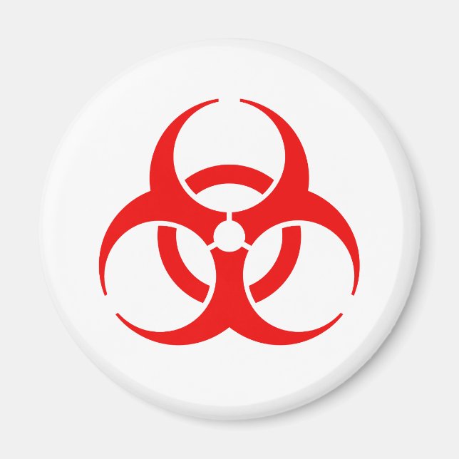 Aimant Symbole de risque biologique rouge (Devant)