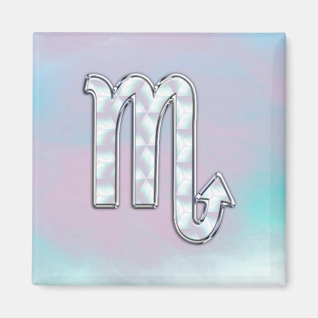 Aimant Symbole de Scorpio Zodiac dans Mother of Pearl Dec (Devant)