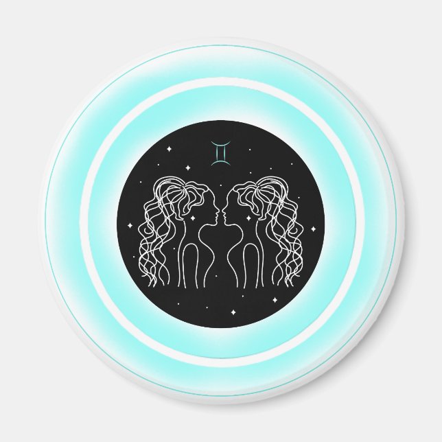 Aimant Symbole des Gémeaux – Emblème d'Astrologie Minimal (Devant)