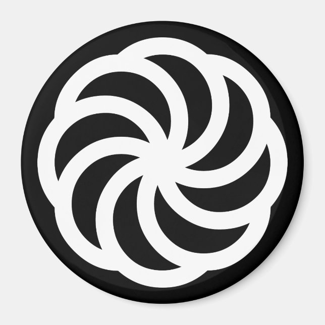Aimant Symbole d'éternité arménien blanc sur noir (Devant)