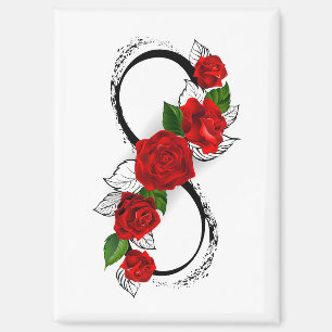 Aimant Symbole d'infini avec les roses rouges