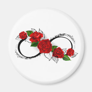 Aimant Symbole d'infini avec les roses rouges