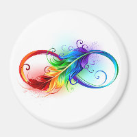 Symbole d'infini avec plume arc-en-ciel