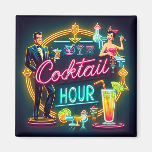 Aimant Symbole du néon du milieu du siècle Cocktail Hour