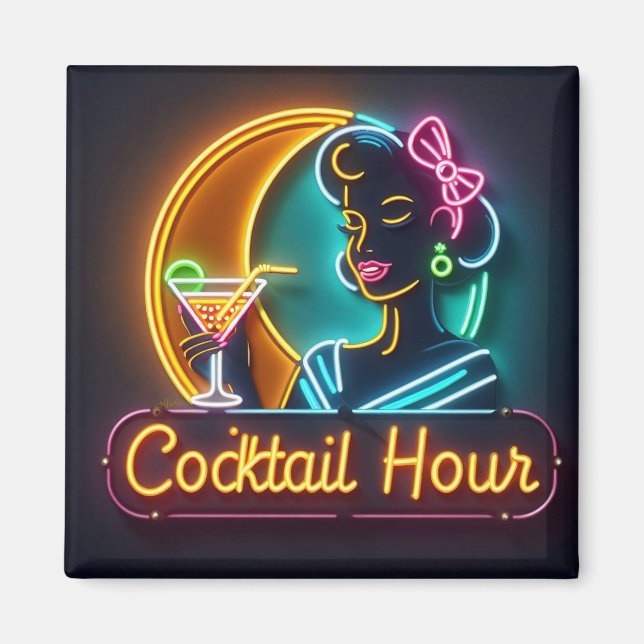 Aimant SYMBOLE DU NEON DU MILIEU DU SIÈCLE Cocktail Hour  (Devant)