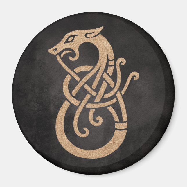 Aimant Symbole du nœud du serpent viking doré (Devant)