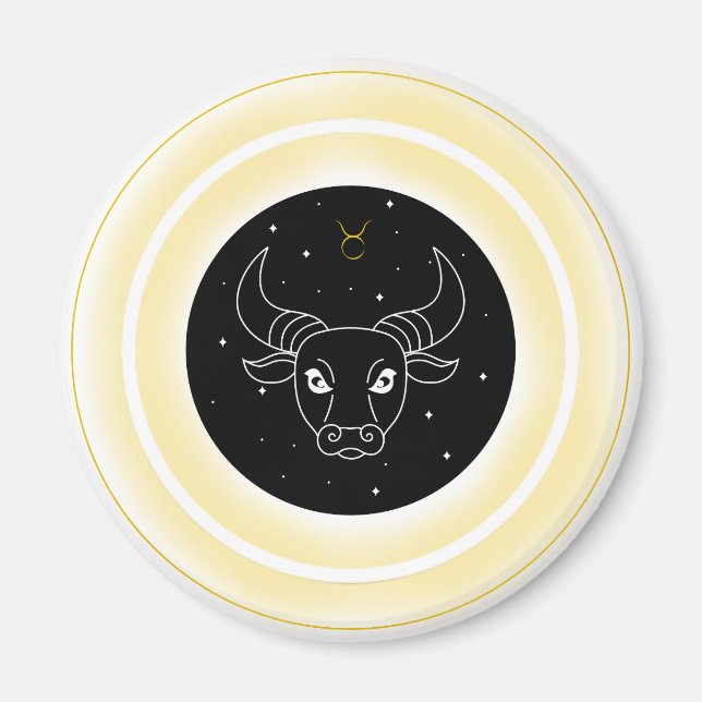 Aimant Symbole du Taureau – Emblème d'Astrologie Minimali (Devant)