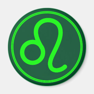 Aimant Symbole du zodiaque Leo sur fond vert contrasté