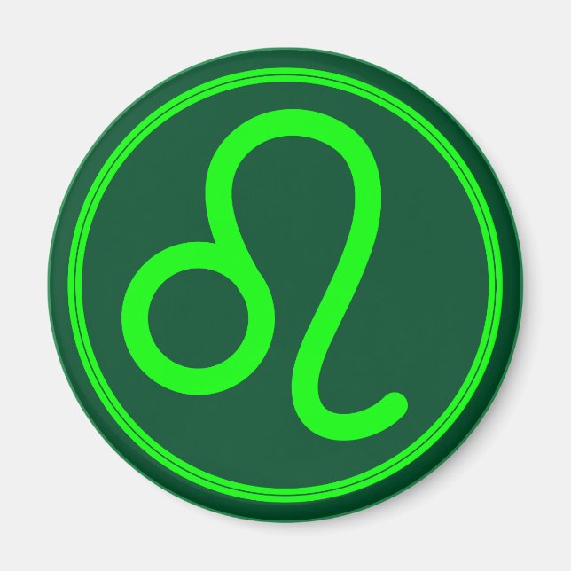 Aimant Symbole du zodiaque Leo sur fond vert contrasté (Devant)
