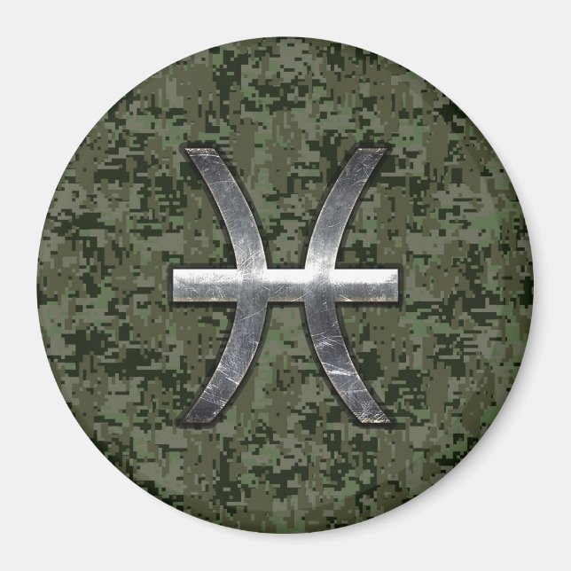 Aimant Symbole du zodiaque Pisces Camouflage numérique Wo (Devant)