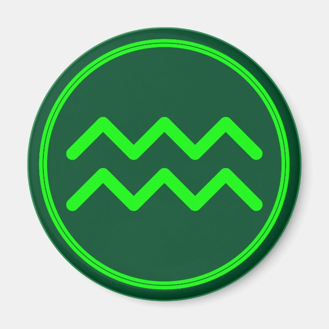 Aimant Symbole du zodiaque Verseau Contraste Vert (Devant)