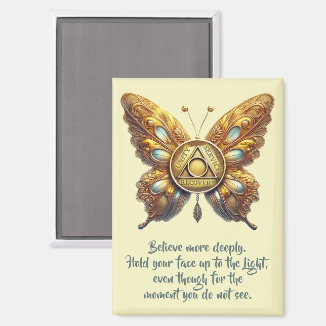 Aimant Symbole d'unité AA Papillon, Prière (Recto/Verso)