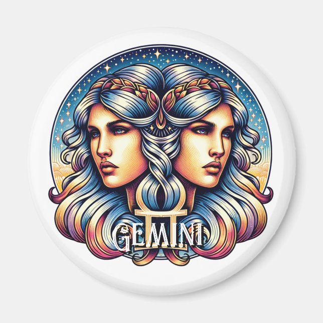Aimant SYMBOLE Horoscope Gemini | SIGNE D'Astrologie Jume (Devant)