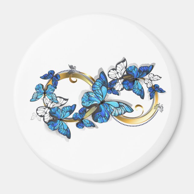 Aimant Symbole infini de papillons Morpho bleus (Devant)