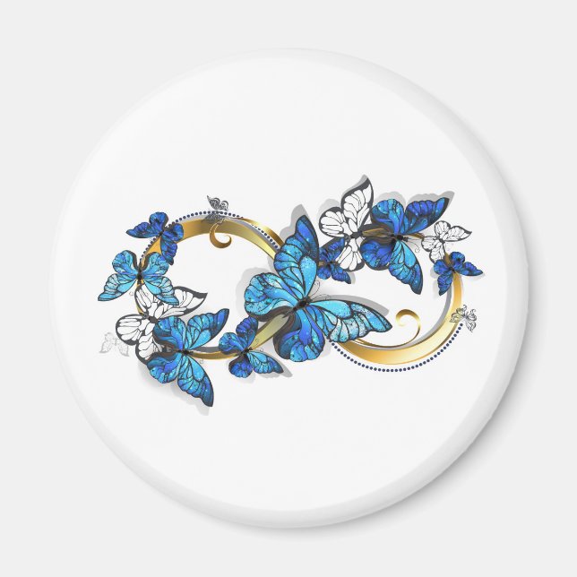 Aimant Symbole infini de papillons Morpho bleus (Devant)