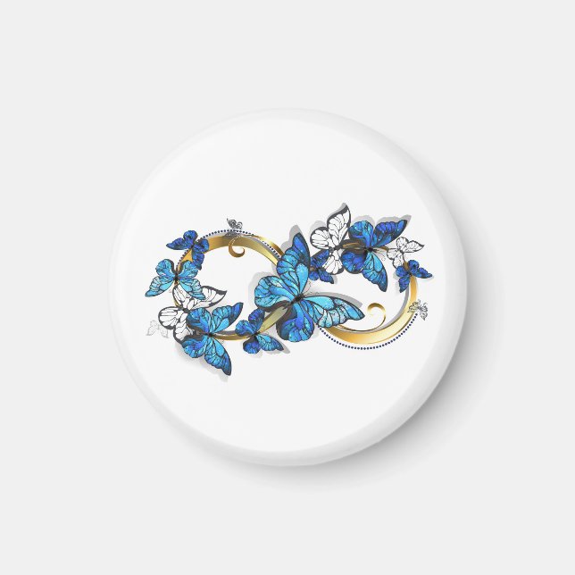 Aimant Symbole infini de papillons Morpho bleus (Devant)