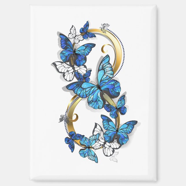 Aimant Symbole infini de papillons Morpho bleus (Recto)