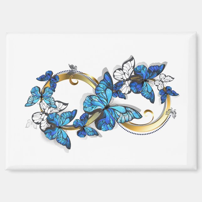 Aimant Symbole infini de papillons Morpho bleus (Recto)