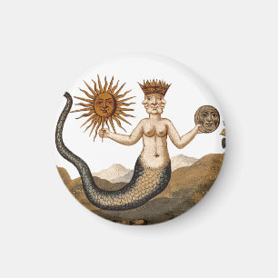 Aimant Symbole médiéval d'alchimie - triton avec Sun et