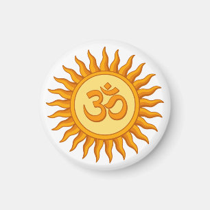 Aimant Symbole Om dans le soleil radiant Spirituel Hindou