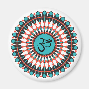 Aimant Symbole Om Mandala Spirituel Turquoise Géométrique